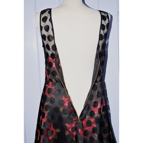 Betsey Johnson Rose and Polka Dot Mini Dress size6 - Picture 6 of 10